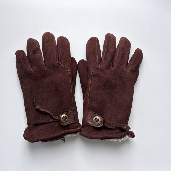 Gates Other - Vintage Men’s Gates Large Gloves Deerskin Brown Suede with Wrist Cinch Shearling
